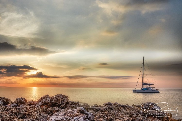Catamaran in the sunset